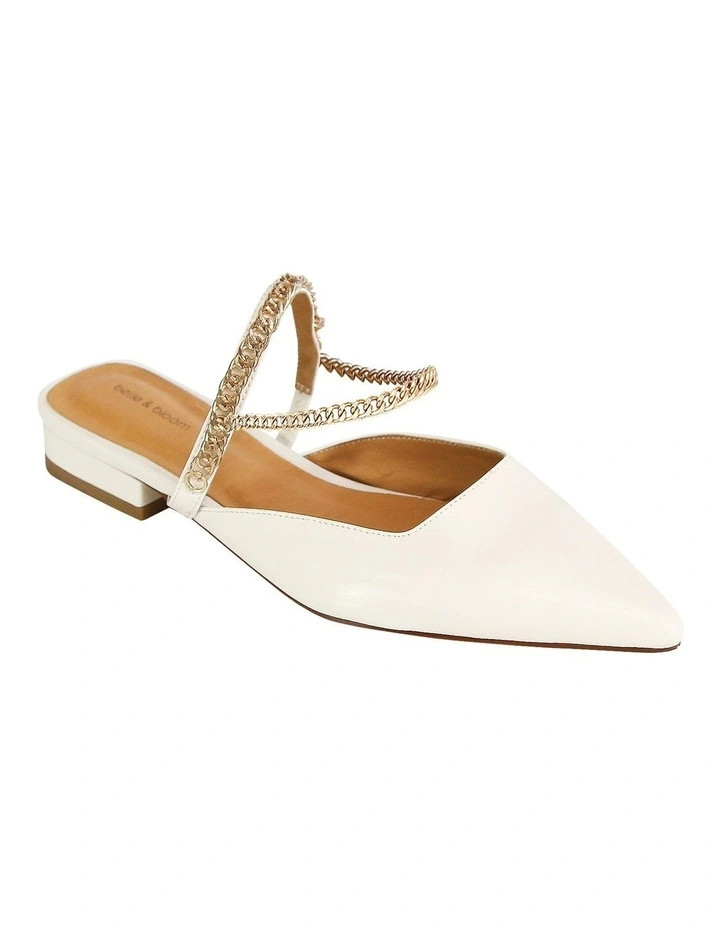 On The Go Leather Flat in Cream