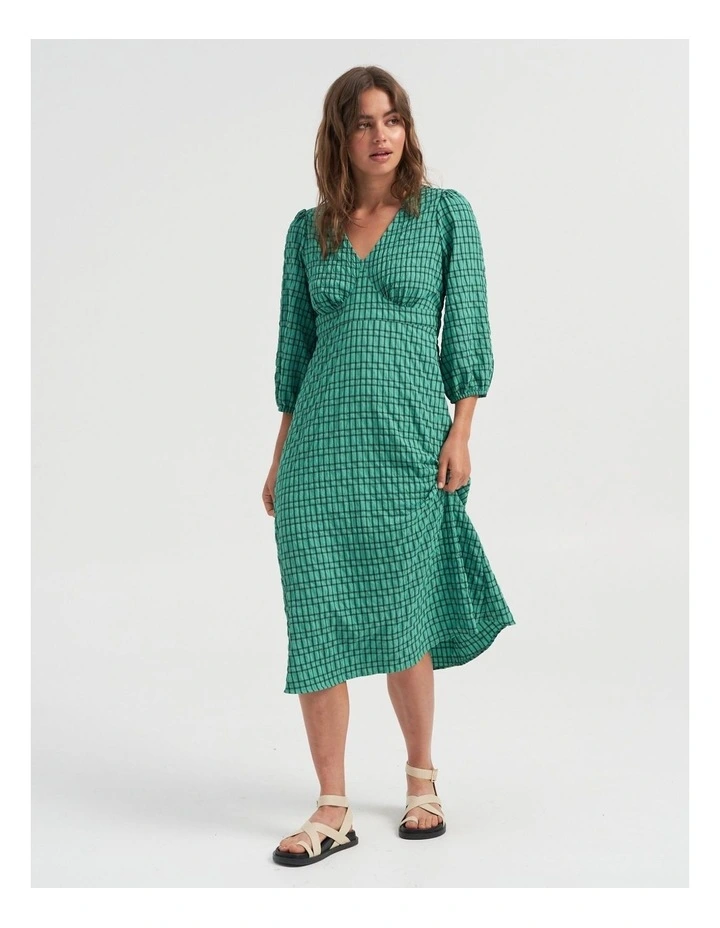 Checka Midi Dress in Green