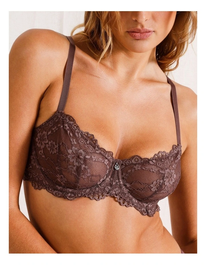 Pure Comfort Lace Balconette Underwire Bra in Rose Taupe