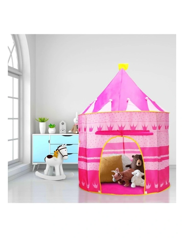 Kids Play Tent 12 Crowns Toys Rolling Shutter Door Playhouse in Pink