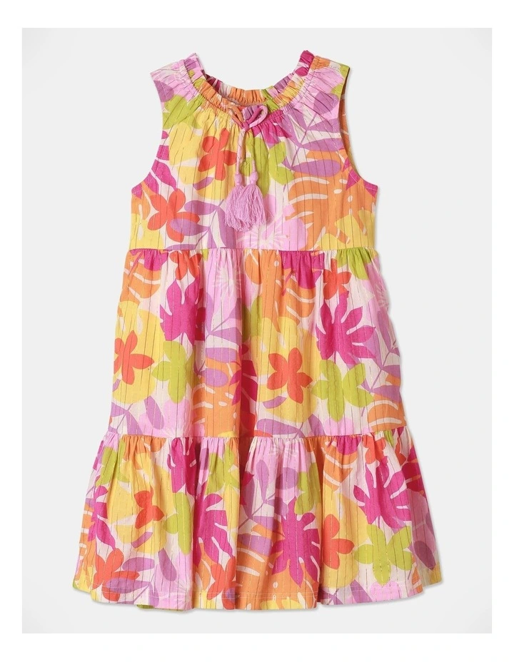Lurex Tiered Dress In Assorted