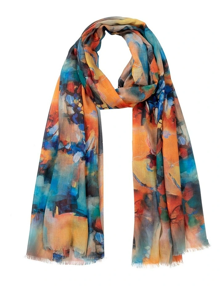 Orange Abstract Print Scarf