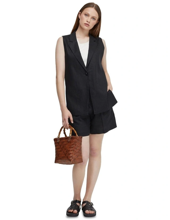 Scarlet Linen Waistcoat in Black