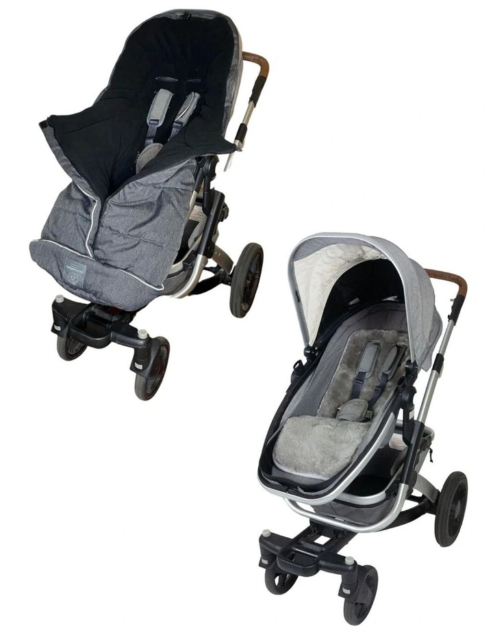 Combi Fleece Footmuff with removable Lambskin Liner in Charcoal/Grey