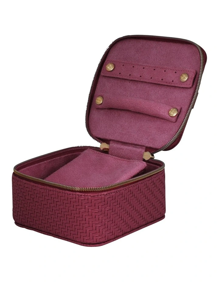 Herringbone Jewellery Cube in Plum