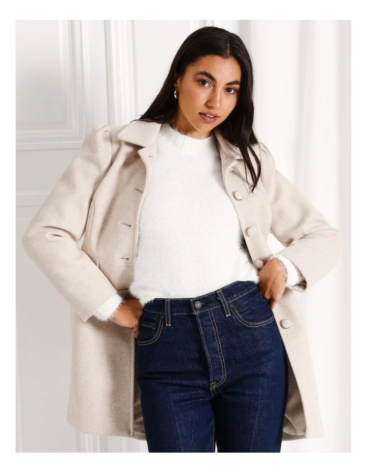 Recycled Blend Dolly Coat in Stone