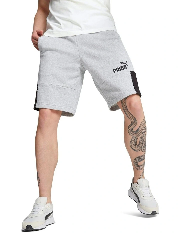 Ess Block X Tape Shorts in Light Gray Heather