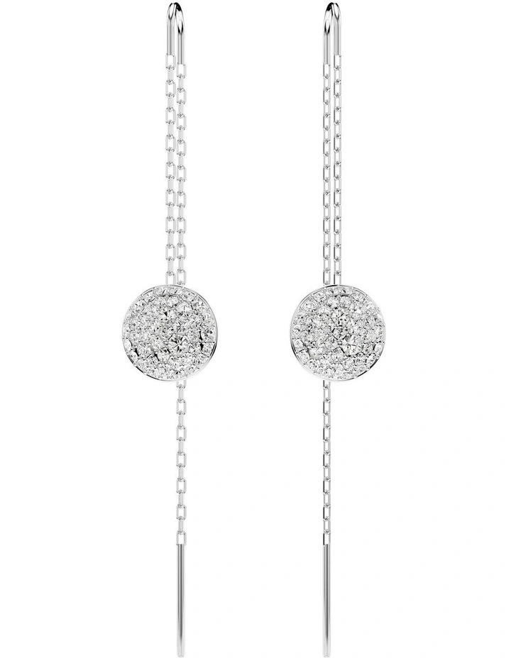 Meteora Rhodium Plated Drop Earrings in White