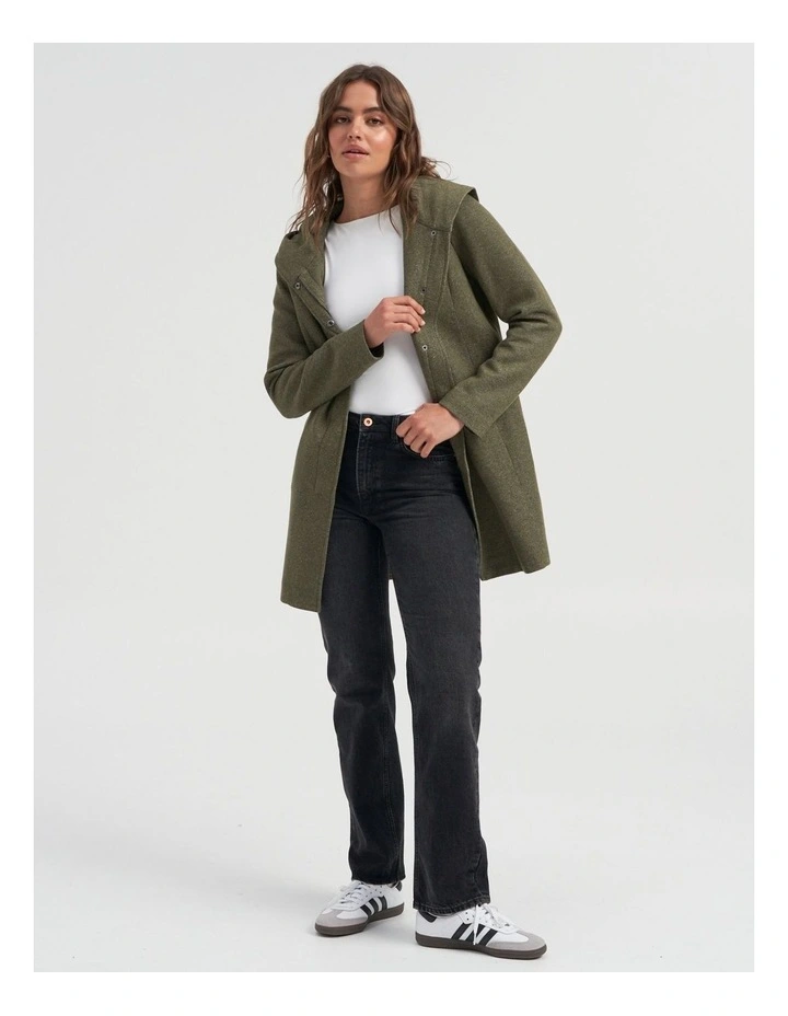 Sedona Coat with Hood in Olive