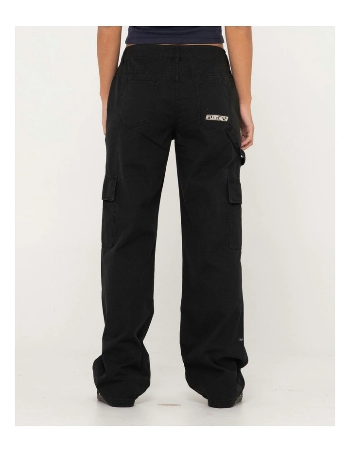 Cade Low Straight Canvas Cargo Pant in Black