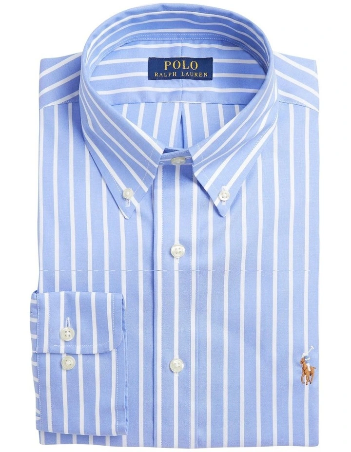 Classic Fit Striped Oxford Shirt in Blue