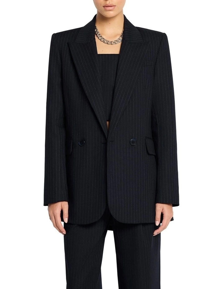Pin Me Down Blazer in Navy