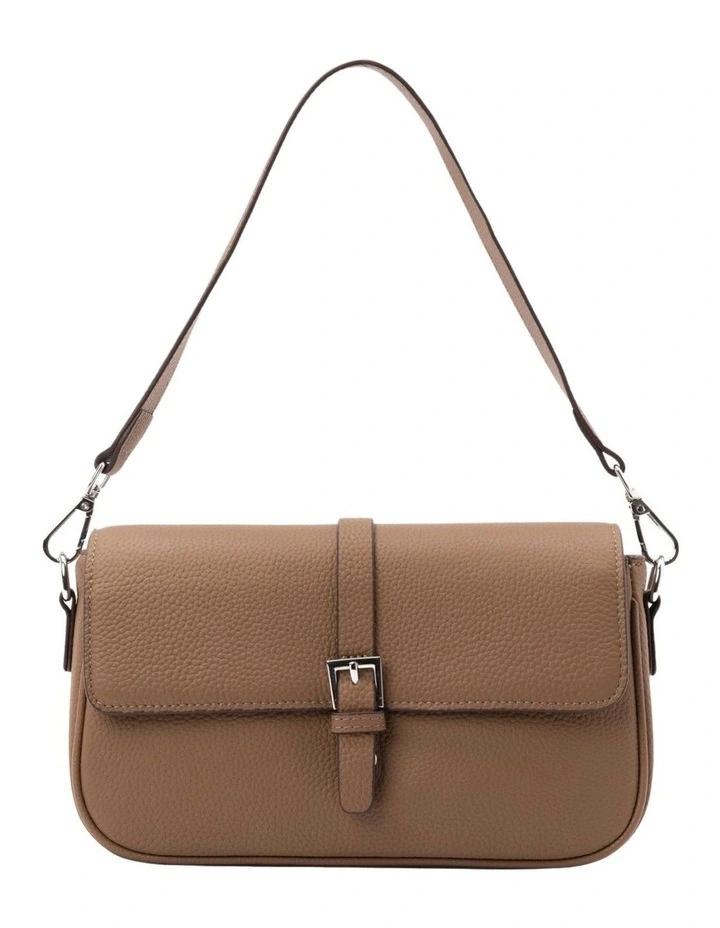 Julia Leather Crossbody Buckle Bag in Coffee