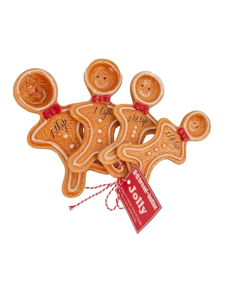 Figurine Gingerbread Man Spoons 4 Pack in Orange