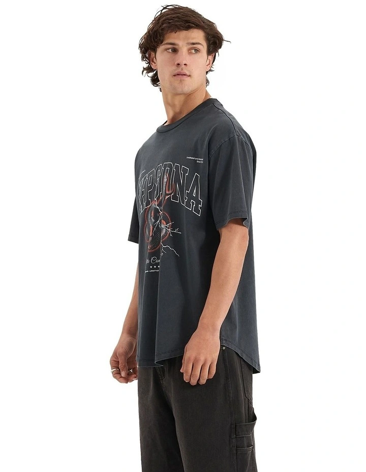 Contorted Heavy Box Fit Scoop Tee in Charcoal