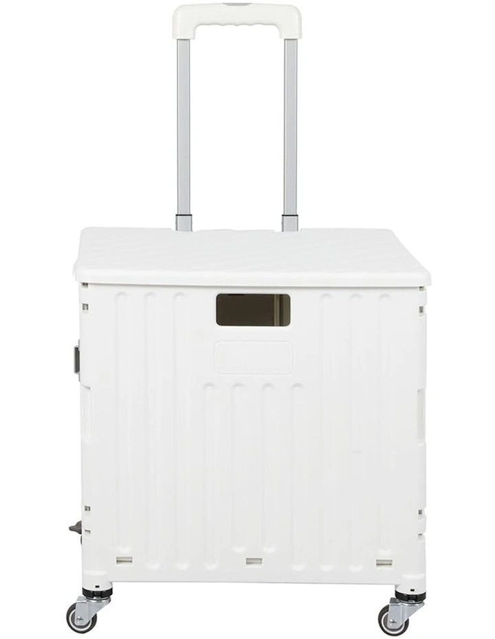 Portable Rolling Shopping Trolley Cart in White/Grey