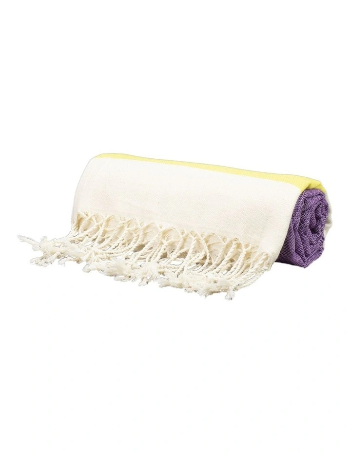 Thin Turkish Towel in Yellow/Purple