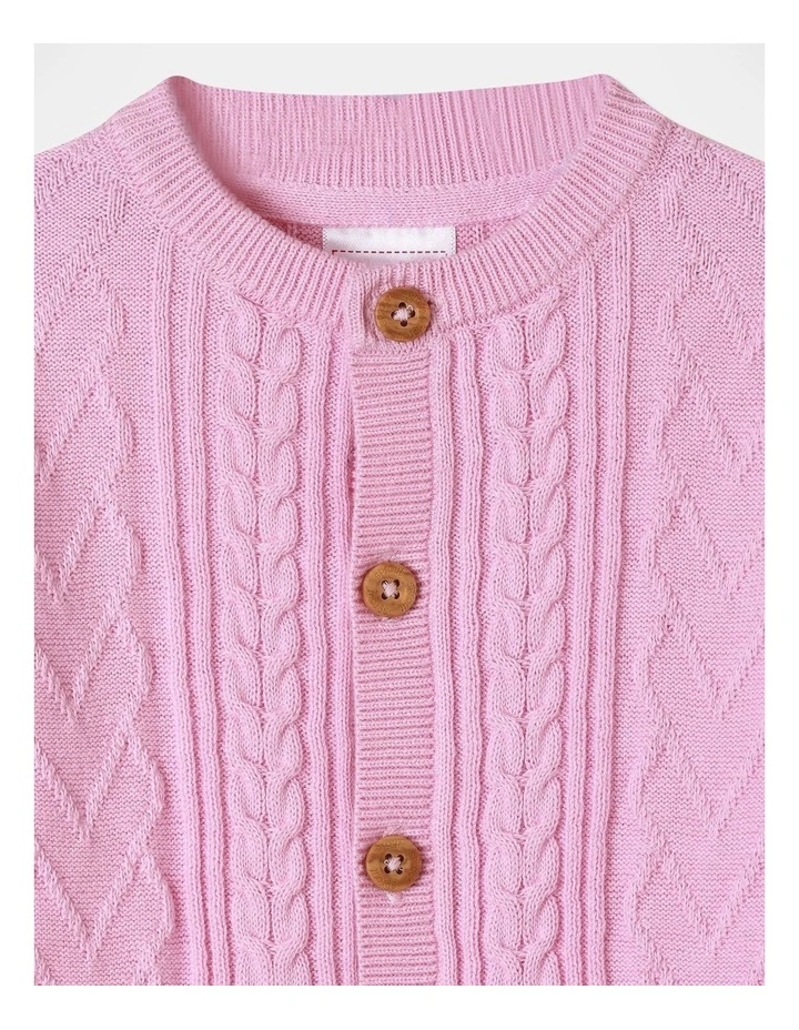 Cable Knit Coverall in Pink