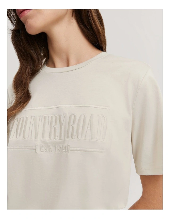Cotton Heritage Embroidered T-shirt in Cloud