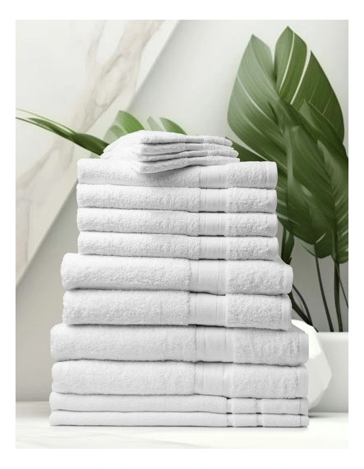 Mirage Cotton 14 Piece Towel Set in White