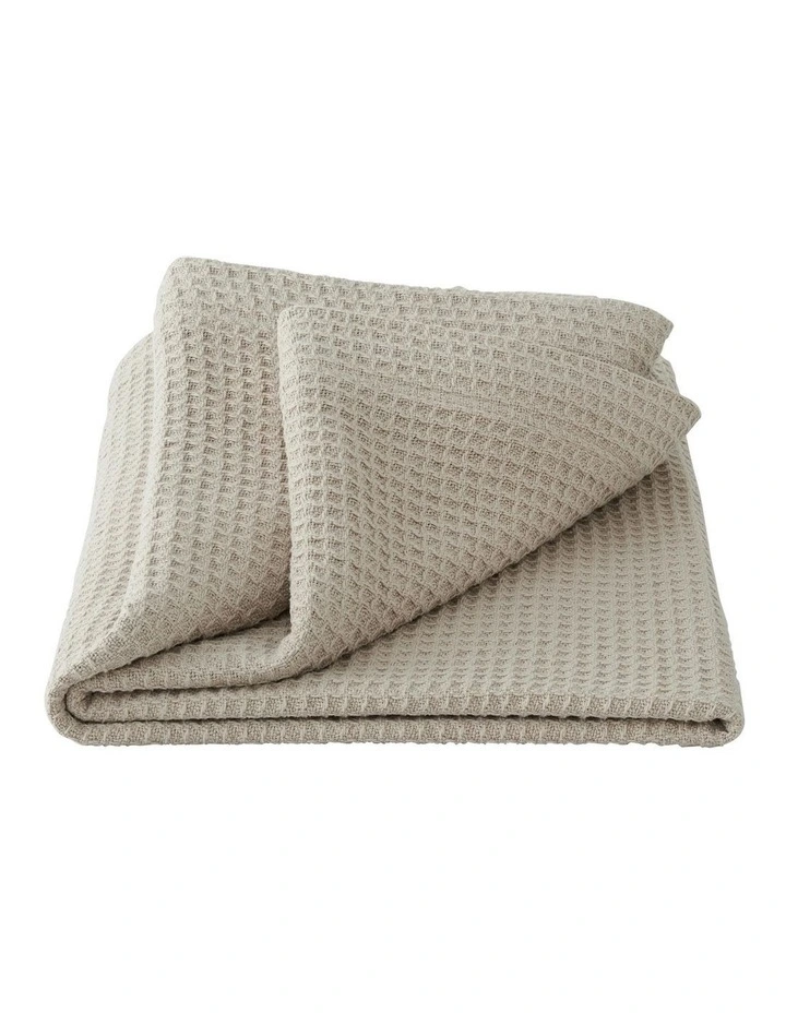 Cotton Waffle Blanket in Dust