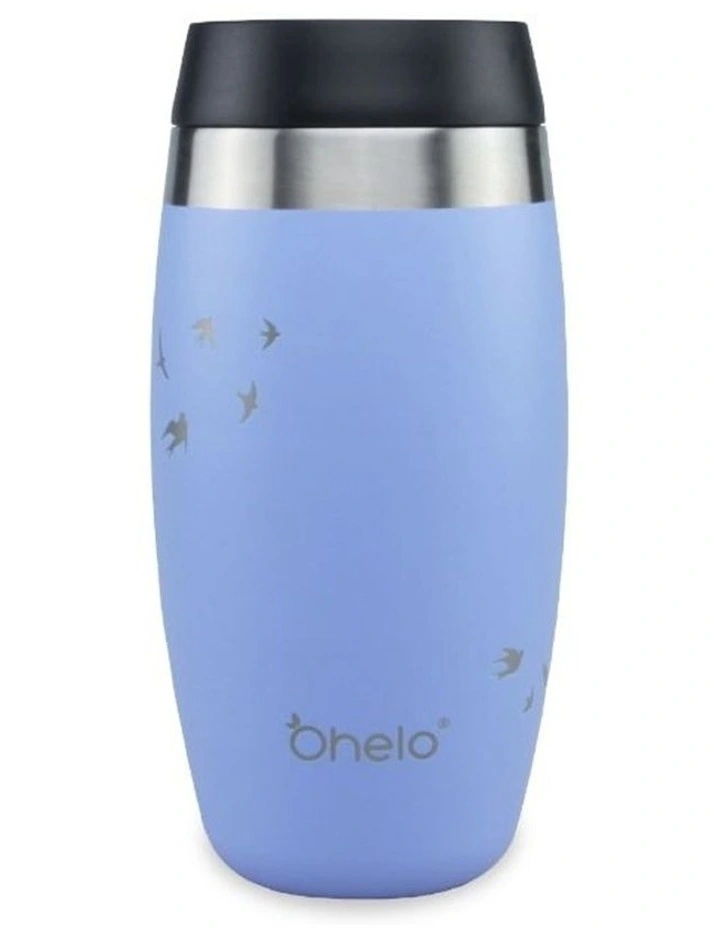 Blue Tumbler With Etched Swallows