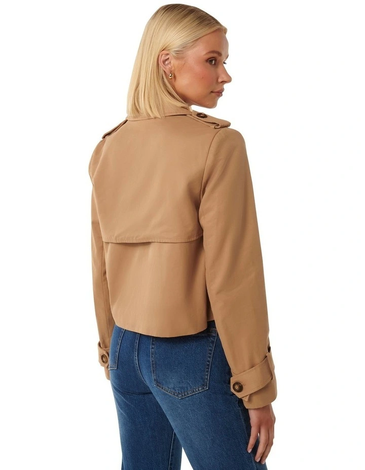 Willow Cropped Trench Coat in Tan