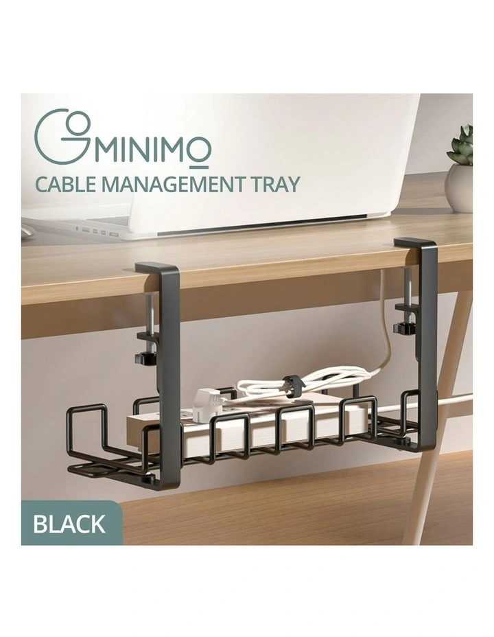 Cable Management Tray with Vented Design No Drilling Type in Black