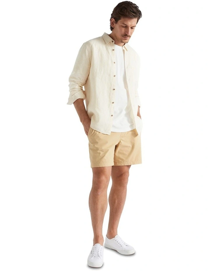 Linen Shirt in Sand Stripe