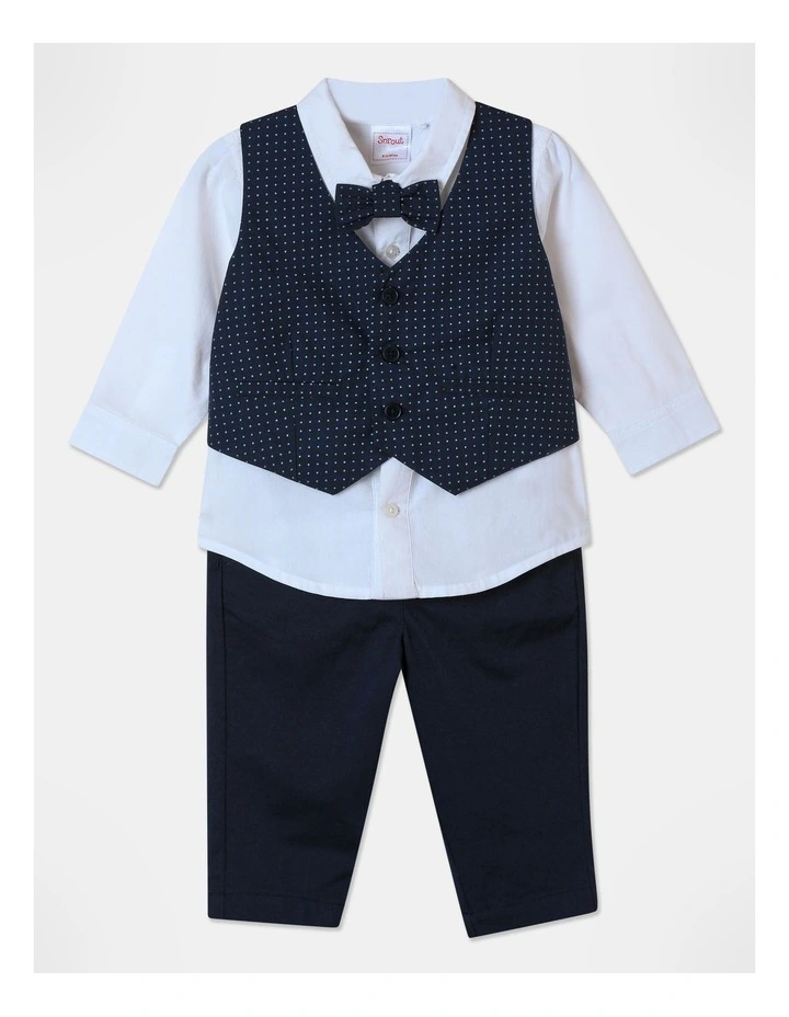 Shirt Vest Pant Set in Navy