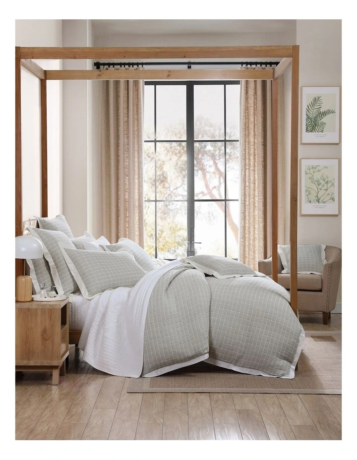 Kingston Quilt Cover Set in Moss