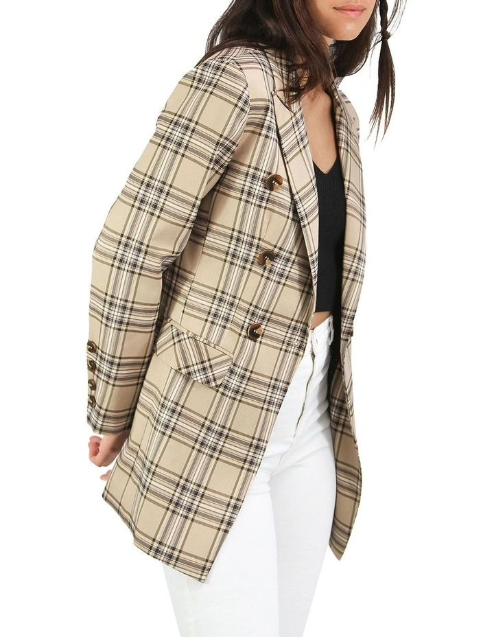 Too Cool For Work Plaid Blazer in Camel