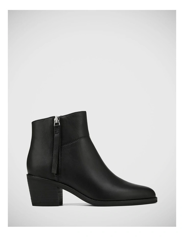 Jayde Leather Ankle Boot in Black