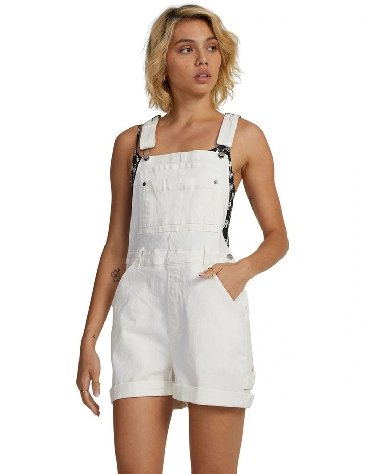 Denim Sloucher Overalls in Vintage White