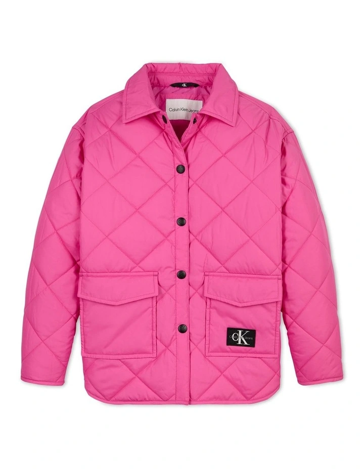 Quilted Wide Overshirt in Pink Amour