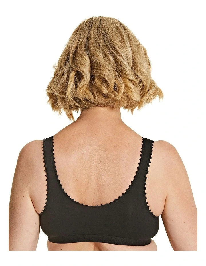 Comfi Cotton Wirefree Front Open Bra in Black