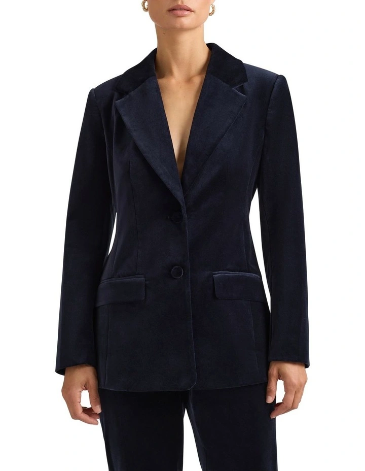 Mayer Velvet Blazer in Deep Sea