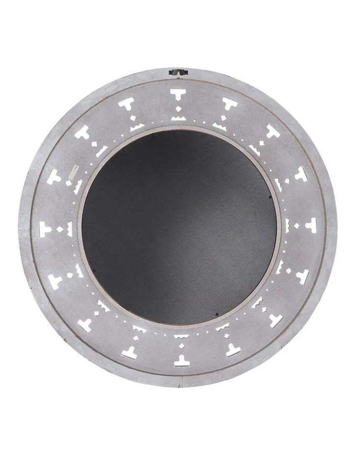 Carved Bold-Frame Designer Wall Mirror 80cm in White/Brushed Gold