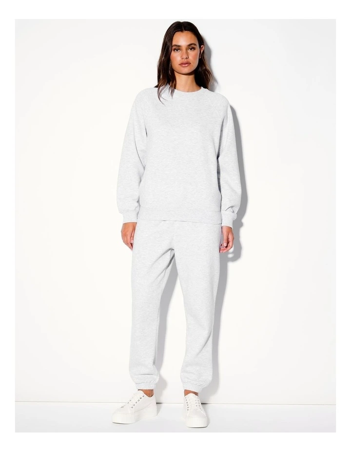 Oversized Crew Neck Sweat Top in Grey