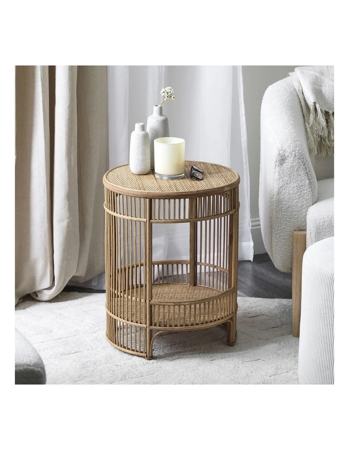 Harbour Bamboo Rattan Side Table in Natural