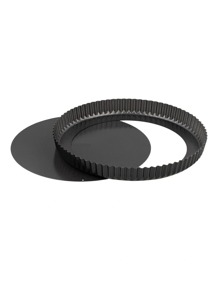 Baker Maker Non-Stick Loose Base Round Quiche Pan 30cm in Black
