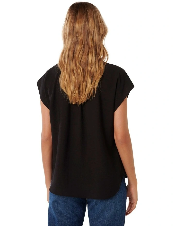Serena Extended Shoulder Blouse in Black