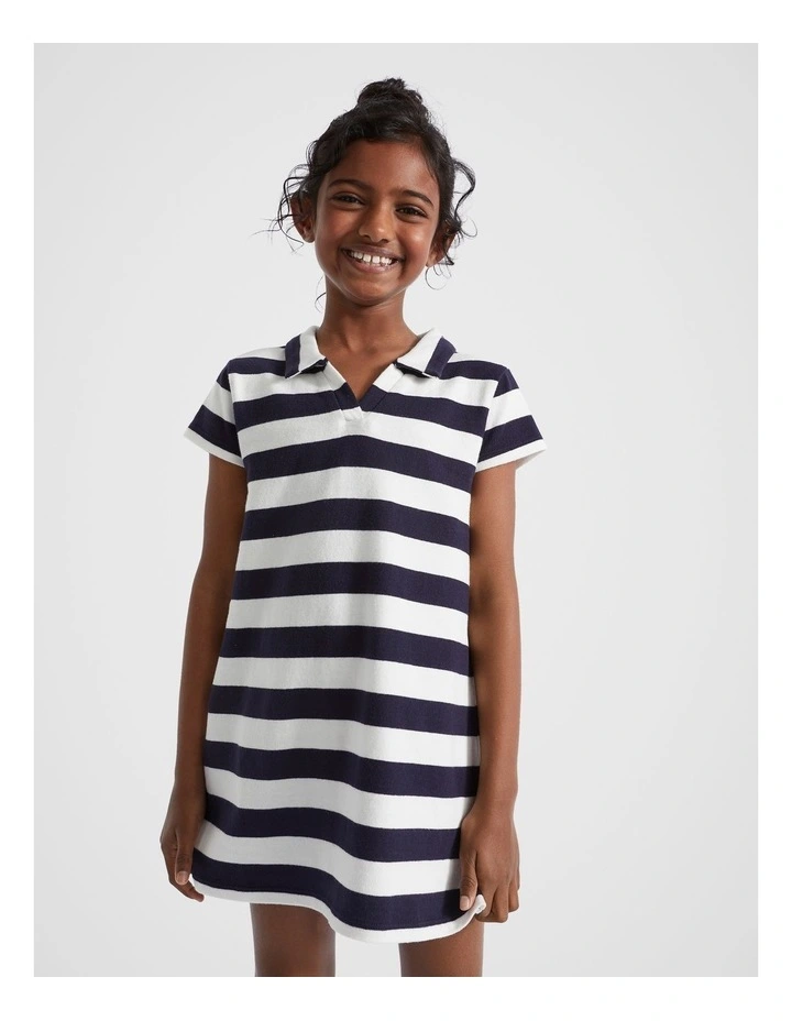 Core Rugby Dress in Midnight Stripe
