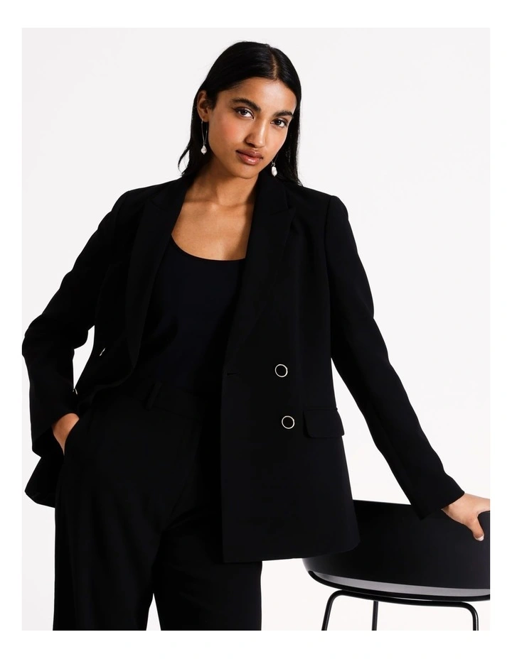 Ava Double Breasted Blazer in Black