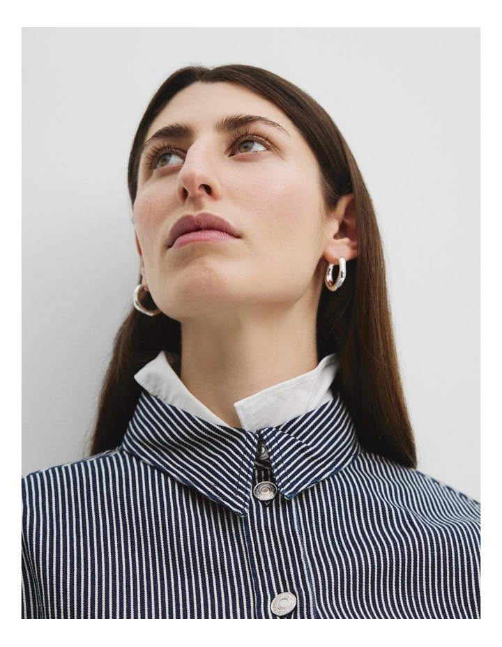 Denim Stripe Mini Dress in Deep Navy