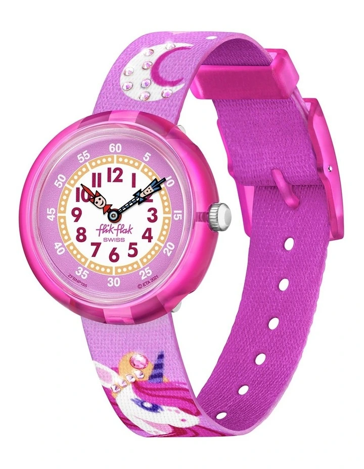 Dreaming Unicorn Flik Flak Watch in Pink