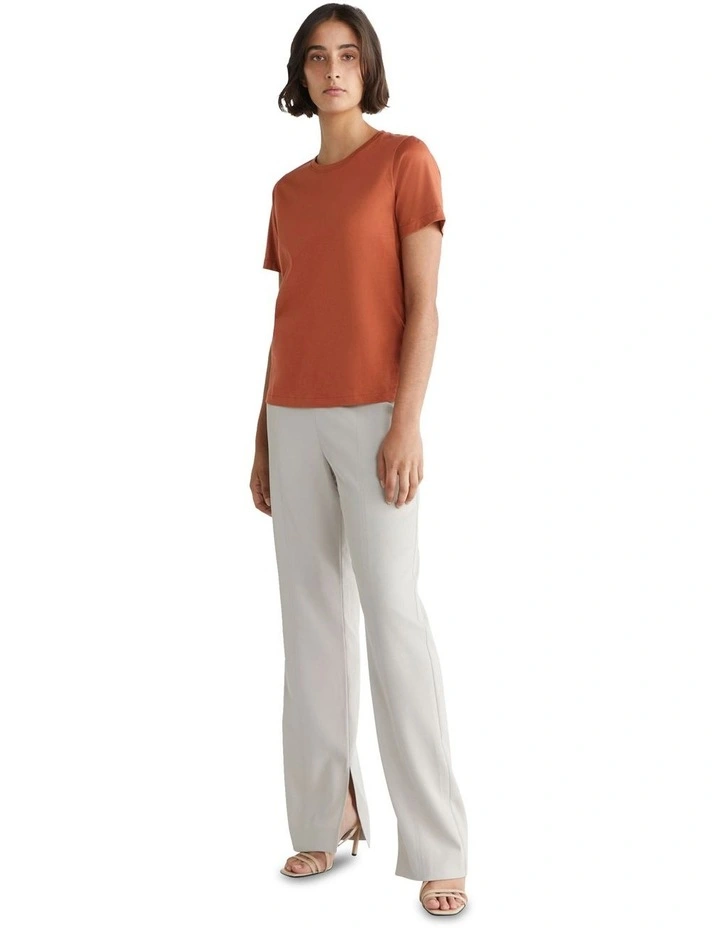 Smooth Cotton Crew Neck Tee in Orange