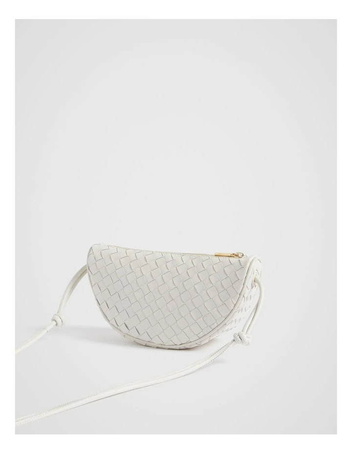 Leather Woven Crossbody Bag in Bone