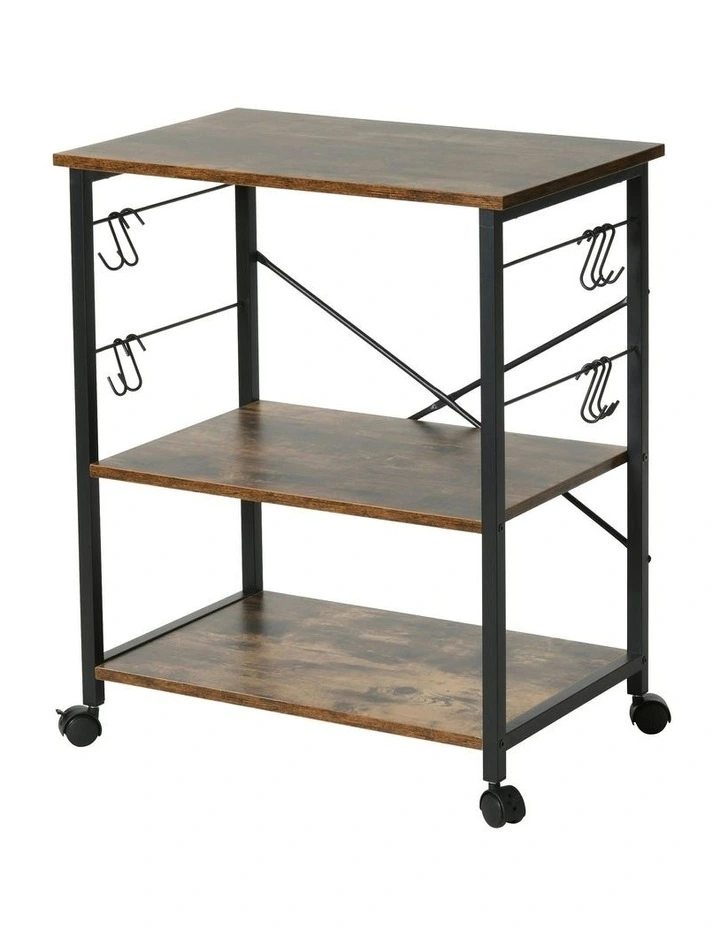 Rustic Kitchen Island Trolley 60x40x72.5cm in Brown