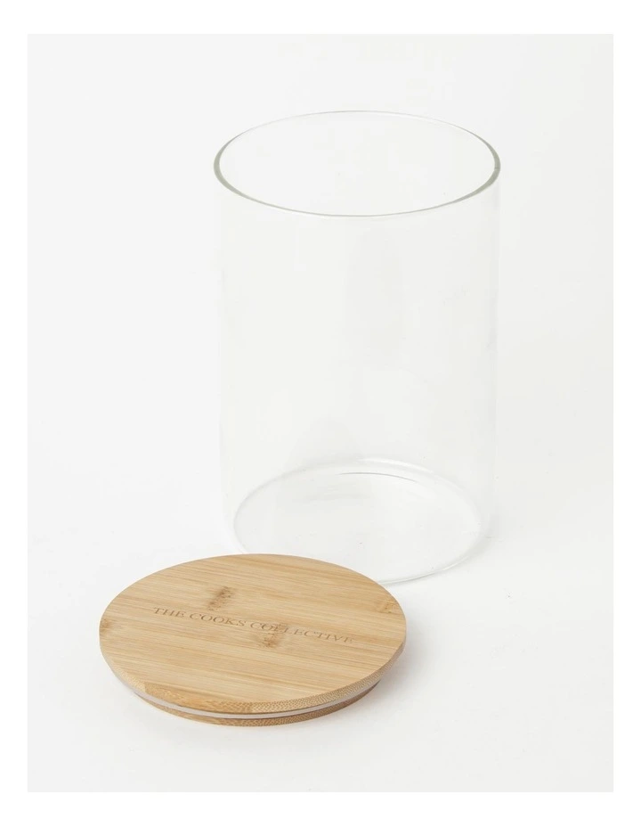 Round Storage Canister with Lid 1680ml in Bamboo/Glass